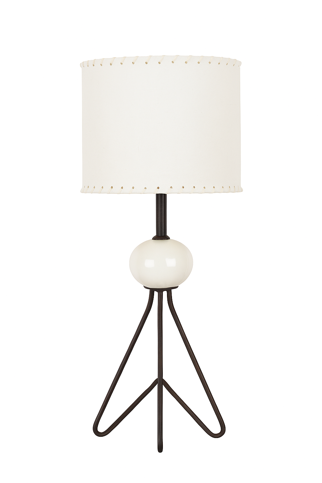 Velador triangulo hierro con ceramica BEIGE